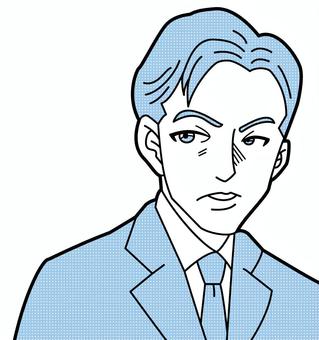 漫画風　サラリーマン男性 人物,漫画,漫画風,コミック,コミック風,線画,手書き,男性,男,サラリーマンのイラスト素材