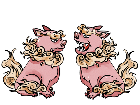 シーサー シーサー,魔除け,阿吽,風習,カラー,守り神のイラスト素材