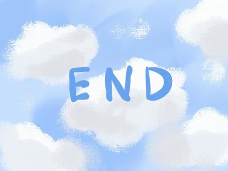 空とENDの文字 空,エンドロール,雲,手書き風,青空のイラスト素材