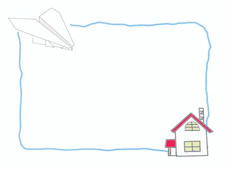 紙飛行機 メッセージカード,紙飛行機,折り紙,フレーム,ポップ,多目的カード,グリーティングカード,かわいい,家,おうちのイラスト素材