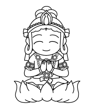 伊勢菩薩 ぬりえ 伊勢菩薩 ぬりえ 伊勢菩薩,菩薩,神様,仏,仏様,仏教,宗教,阿弥陀三尊,阿弥陀如来,観音菩薩のイラスト素材