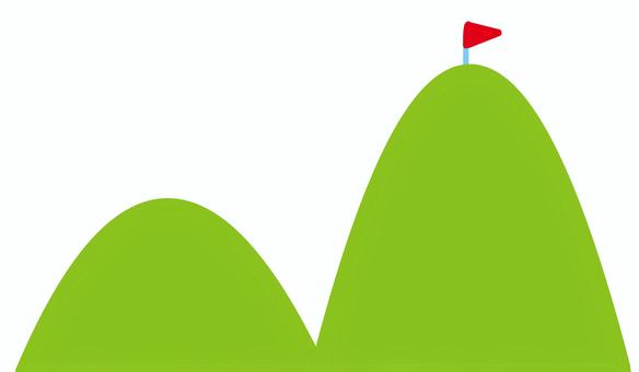 Illustration, mountain, flag, goal, 