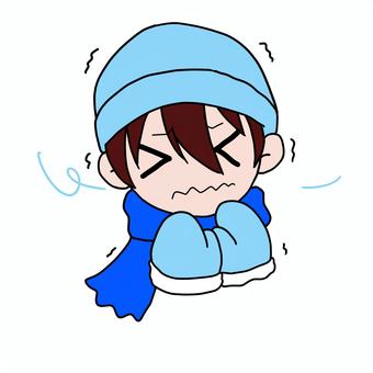 寒い 男の子 男の子,人物,子ども,寒い,マフラー,帽子,手袋,震える,冬のイラスト素材