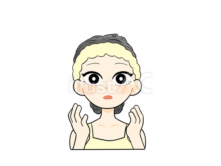 ヘアバンドをしてメイクをする女の子 女の子,ヘアバンド,スキンケアのイラスト素材