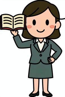 グレーの女性の先生です。 授業,先生,シンプル,教師,学び,勉強,指導,学習,説明,学ぶのイラスト素材