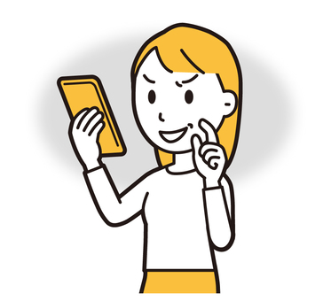  ロングヘア女性(黄)-096-バスト スマホ,悪人,女性,女の子,人物,かわいい,表情,感情,悪い,悪事のイラスト素材