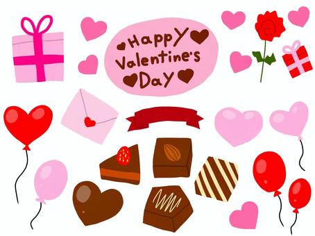 バレンタインデーセット バレンタインデー,2月,イベント,冬,行事,文字,英語,ハート,かわいい,ラブリーのイラスト素材