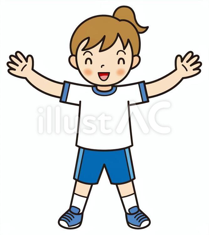 体操着の喜ぶ中学・高校生の女の子 喜ぶ,中学生,高校生のイラスト素材