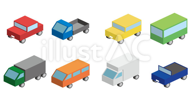 車8個(線無し) 車,トラック,軽バンのイラスト素材