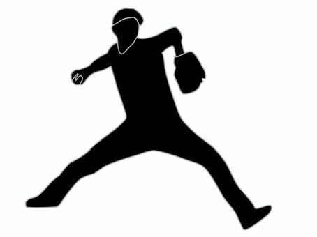 ピッチャーシルエットイラスト ピッチャー,野球,シルエット,運動,競技,人物,ベクター,ラスター,白背景,白バックのイラスト素材