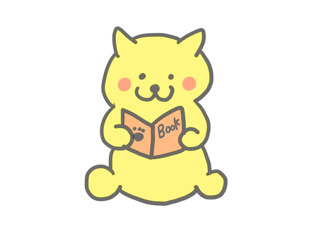 reading, simple, tiny, cat, JPG, PNG and EPS