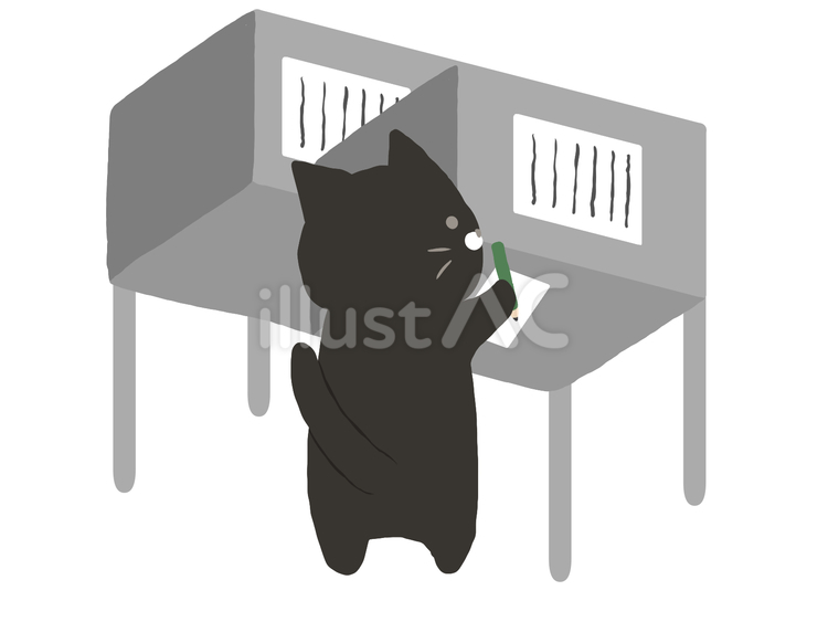 選挙で投票用紙を記載する猫 猫,選挙,政治のイラスト素材