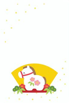 午年のかわいい和風の年賀状07 年賀状,馬,午年,和柄,背景,干支,午,和風,かわいい,土鈴のイラスト素材