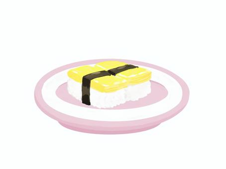 たまごのお寿司 寿司,玉子,玉子焼き,だし巻き玉子,握り寿司,ネタ,回転寿司,小皿,和食,食べ物のイラスト素材