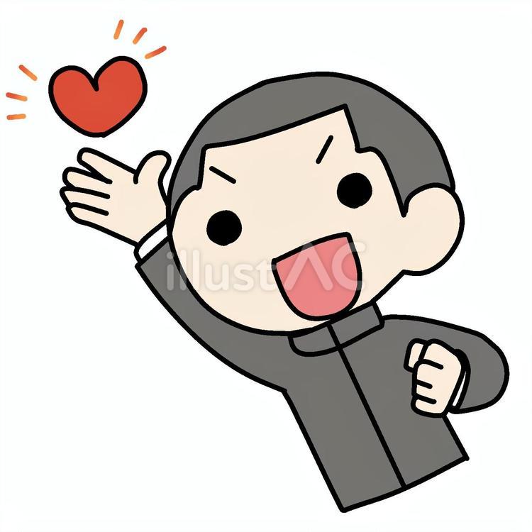 ハートと学生少年 学生,ハート,お気に入りのイラスト素材