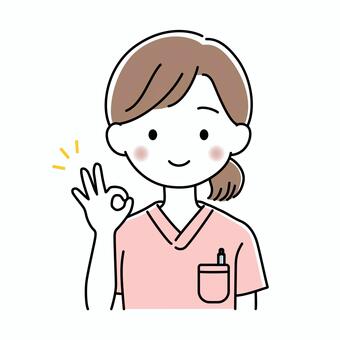 OKサインをする女性看護師 女性看護師,okサイン,笑顔,ジェスチャー,医療,病院,スクラブ,制服,人物,安心のイラスト素材