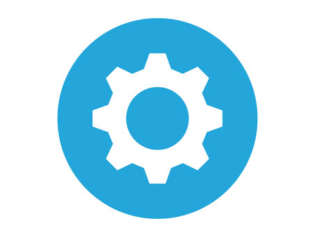 丸入り歯車・設定のアイコン（青） 歯車,設定,アイコン,システム,ボタン,マーク,ギア,設計,コンピュータ,ソフトウェアのイラスト素材