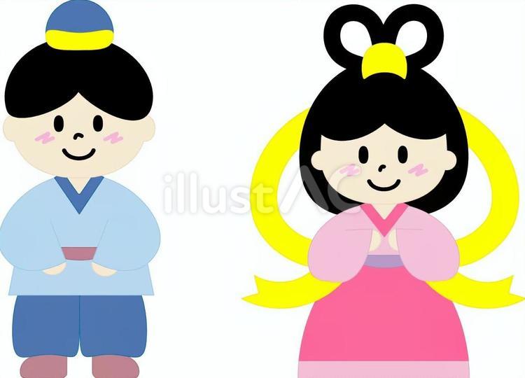 彦星と織り姫様セット 織り姫,彦星,七夕のイラスト素材