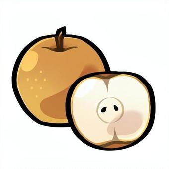 ポップでかわいい梨 梨,なし,果物,フルーツ,食材,食品,食べ物,ナシ,イラスト,手描き風のイラスト素材