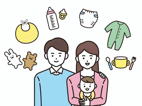 赤ちゃんと男女A(カラー)