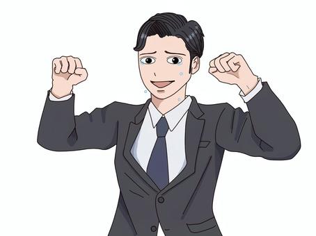 泣きながらガッツポーズするスーツ姿の男性 涙,両手,ガッツポーズ,男性,スーツ,ビジネス,喜ぶ,うれし泣き,会社員,達成のイラスト素材
