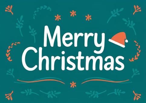 クリスマス　ロゴ7 メリークリスマス,帽子,シンプル,やさしい,北欧風,ナチュラル,冬,12月,ホリデー,クリスマスカードのイラスト素材
