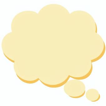 吹き出し　ふきだし　もくもく　黄色 吹き出し,フキダシ,ふきだし,黄色,パステルカラー,もくもく,考える,コメント,かわいい,影付きのイラスト素材