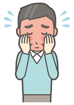  ニット中年男性-273-バスト 赤面,おじさん,男性,中年,お父さん,パパ,シニア,ミドルエイジ,人物,かわいいのイラスト素材