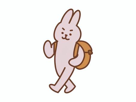 歩くウサギ 歩く,遠足,歩行,ウォーキング,リュック,うさぎ,ウサギ,かわいい,ゆるい,手描きのイラスト素材