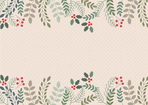 クリスマス植物飾りフレーム/赤 クリスマス,背景,フレーム,セット,冬,葉,枠,あしらい,見出し,飾り枠のイラスト素材
