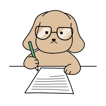 勉強する犬 勉強,文房具,文具,鉛筆,シャーペン,書き物,書く,作文,お絵描き,学習のイラスト素材