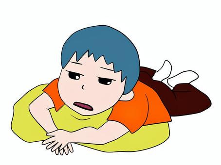 やる気が出ずだらだらする人 男,だらだら,ゆるい,怠惰,クッション,やる気がない,やる気が出ない,モチベーションが上がらない,だらける,退屈のイラスト素材