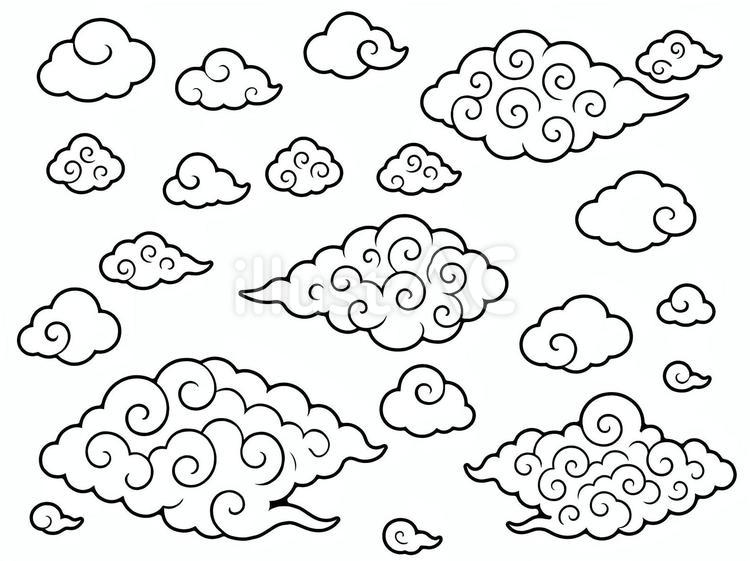 渦を巻いている和風の雲（仏画ふう） 渦,螺旋,渦巻きのイラスト素材