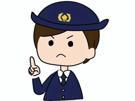 注意する警察官　女性 警察官,おまわりさん,女性,注意,指差し,かわいい,手描き,イラスト,フリー,無料のイラスト素材
