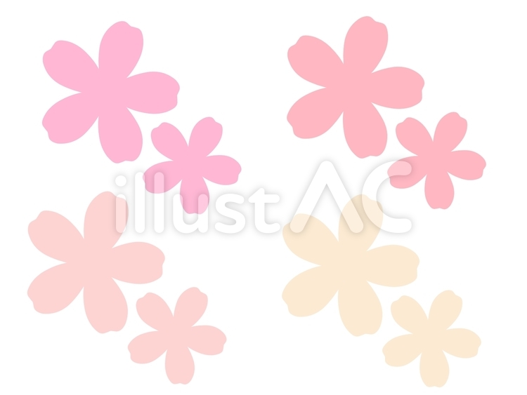 桜のアイコン4種セット　赤 桜,春,花のイラスト素材