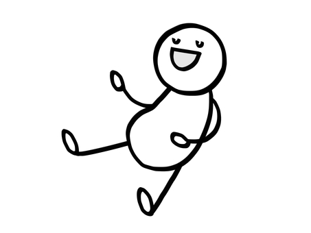 モノクロ棒人間　美味しかったなぁ 棒人間,人,モノクロ,満腹,白黒,モノトーン,いっぱい,お腹,食べ過ぎ,過食のイラスト素材