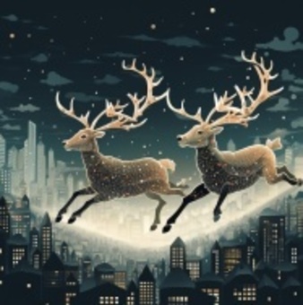 run through the night sky, reindeer, animal, brown, JPG