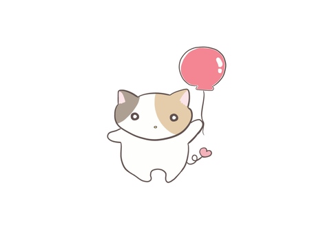 Illustration, cat, san mao cat, balloon, 