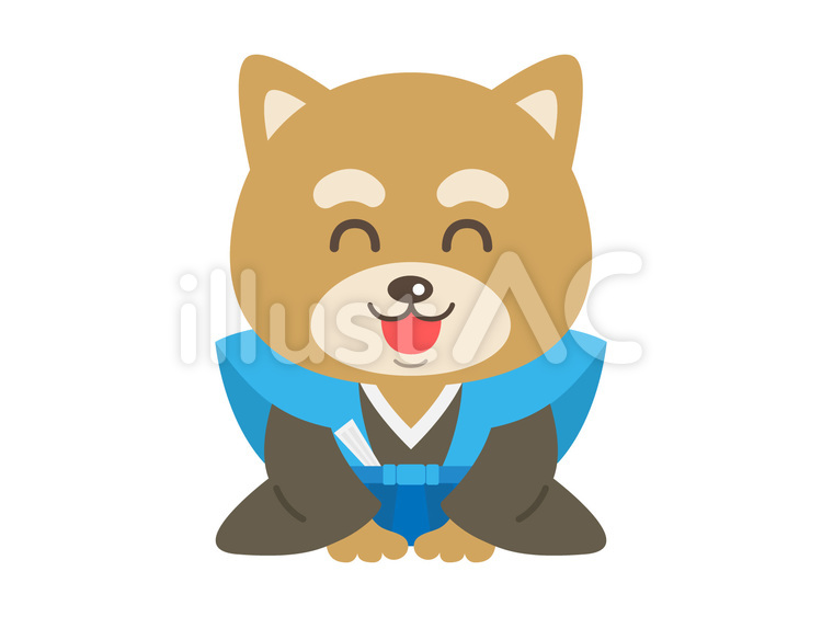 犬のイラスト（お正月Ver） 犬,ドッグ,戌年のイラスト素材