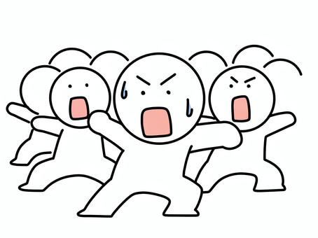 驚く大勢の棒人間 驚く,棒人間,まさか,唖然,ビックリ,あ然,大勢,多数,友達,友人のイラスト素材