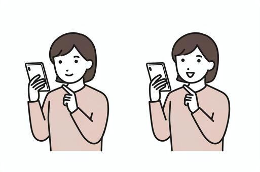 スマホを操作している女性 スマホ,操作,見る,スマートフォン,女性のイラスト素材