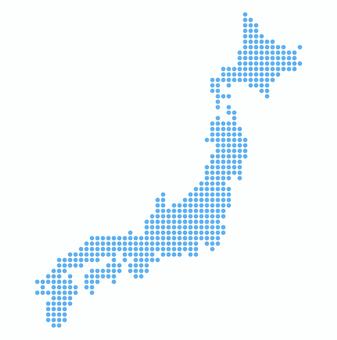 ドット日本地図　青色 日本,地図,ドット,簡易,マップ,列島,点,略図,シンプル,ベクターのイラスト素材