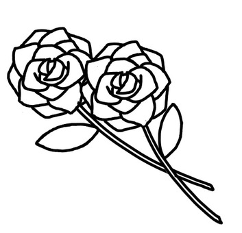 バラの線画 バラ,バラの花,ライフログ,デジタルステッカー,ステッカー,花,植物,父の日,塗り絵,ぬりえのイラスト素材