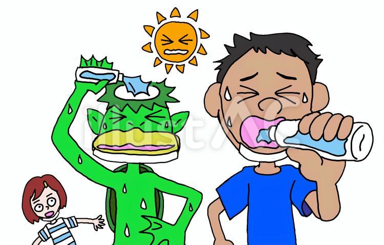  熱中症、注意！ 熱中症,注意,子どものイラスト素材