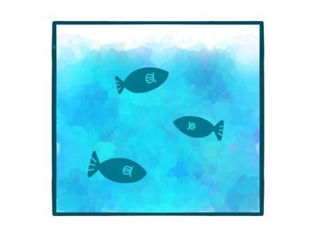 Illustration, tanque de agua, pescado, silueta, 