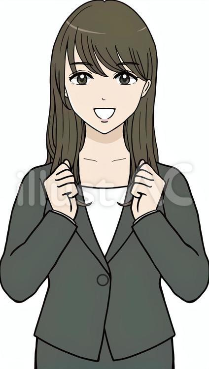 会社員　女性　頑張る 女性,人物,ガッツポーズのイラスト素材
