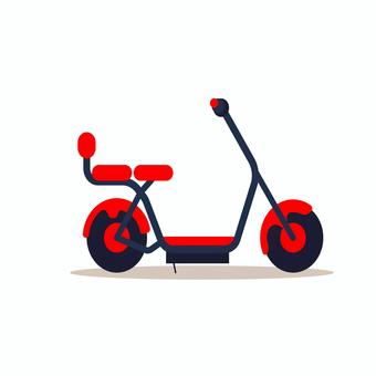 スクーター 018 ミニスクーター,スクーター,バイク,赤,二輪車,乗り物,シート,ホイール,ライト,フレームのイラスト素材