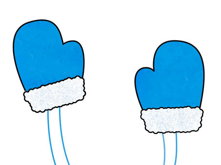 シンプルな手袋　ブルー シンプル,手袋,防寒具,紐,黒線,冬,ブルーのイラスト素材