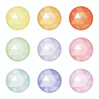 パステルなダイヤモンドイラストセット ダイヤ,ダイヤモンド,パステル,カラフル,宝石,輝き,キラキラ,色玉,美容,丸のイラスト素材