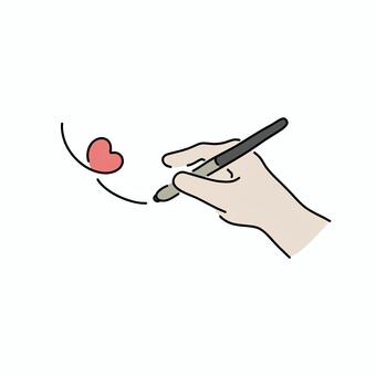 ハートを書く手 書く,ハート,手,シンプル,ペン,手描きのイラスト素材